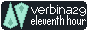 Button leading to verbina29's site, featuring Percival's teal kite shapes and subtitled 'eleventh hour'.